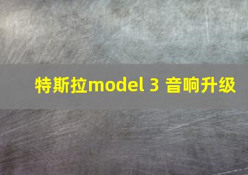 特斯拉model 3 音响升级